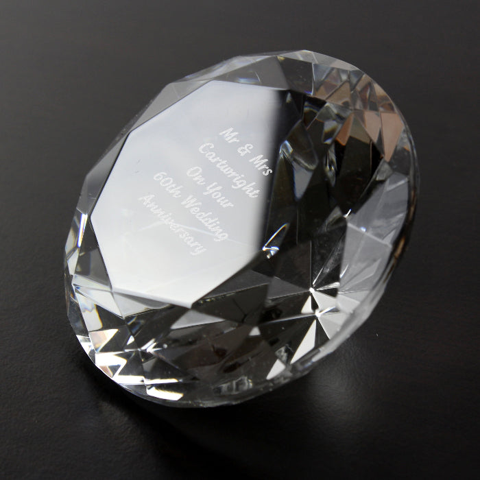 Engraved Crystal Diamond Paperweight