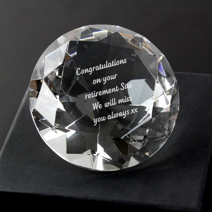 Engraved Crystal Diamond Paperweight