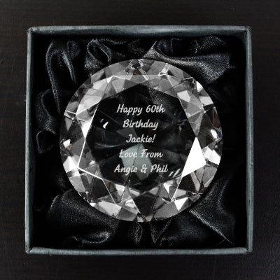 Engraved Crystal Diamond Paperweight