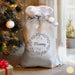 Personalised Luxury Silver Grey Pom Pom Christmas Sack - Holly Wreath