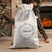 Personalised Luxury Silver Grey Pom Pom Christmas Sack - Holly Wreath