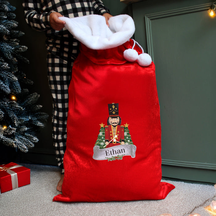 Personalised Nutcracker Luxury Red Christmas Sack
