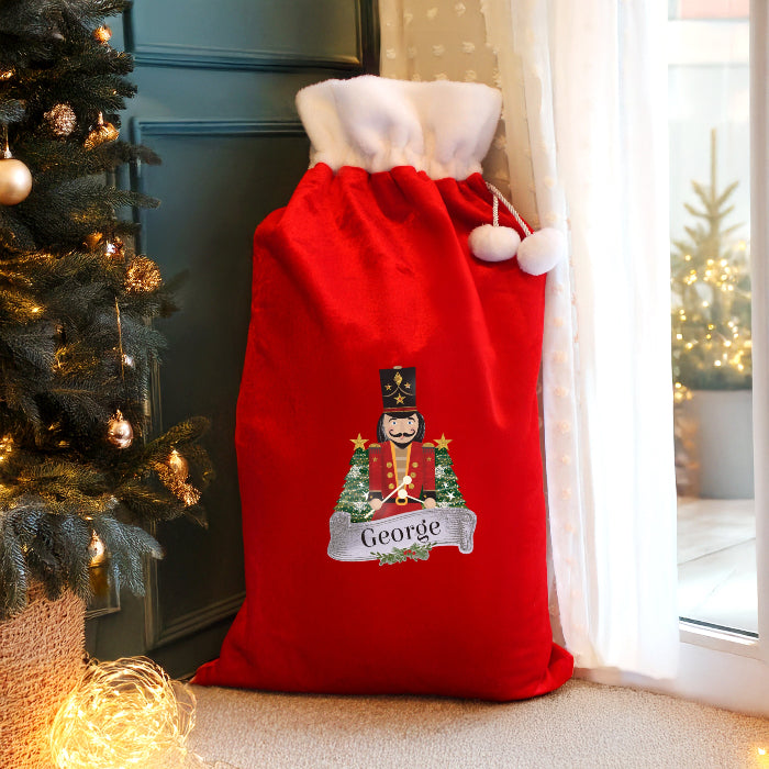 Personalised Nutcracker Luxury Red Christmas Sack