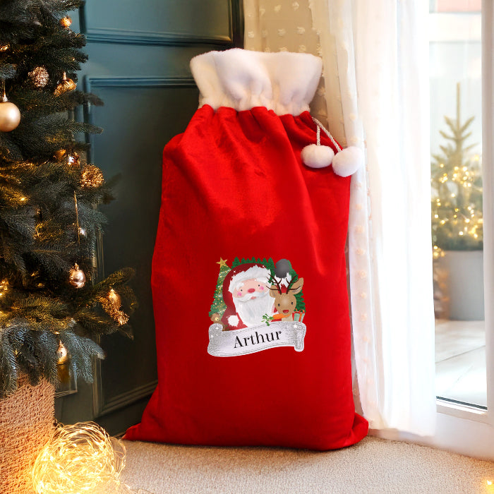 Personalised Santa Luxury Red Christmas Sack
