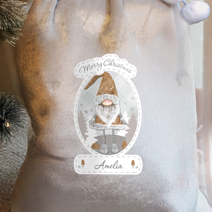 Personalised Silver Grey Christmas Sack - Gonk