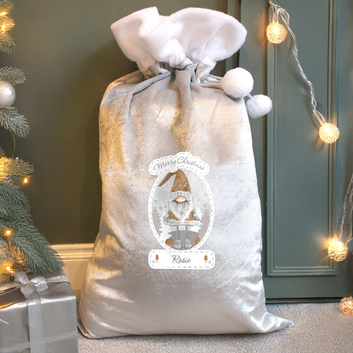 Personalised Silver Grey Christmas Sack - Gonk