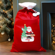 Personalised Santa Luxury Pom Pom Red Christmas Sack