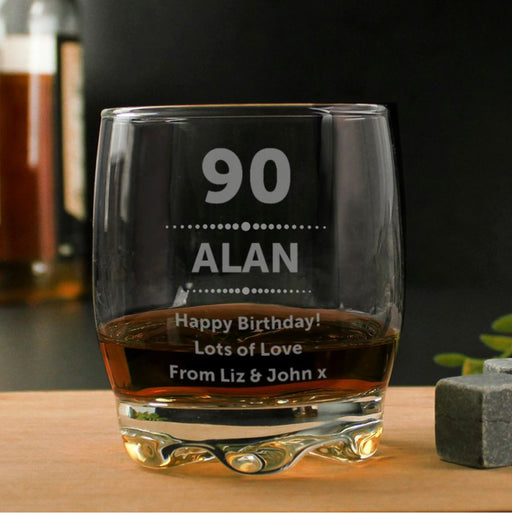 Personalised 90th Birthday Whisky Glass Tumbler