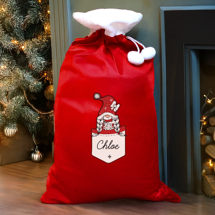 Personalised Gonk Family Red Christmas Sacks