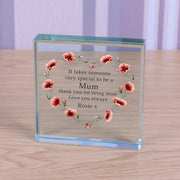 Personalised Mum Floral Glass Block