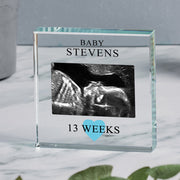 Personalised Baby Scan Photo Glass Block - Gift Boxed
