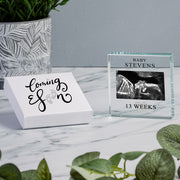 Personalised Baby Scan Photo Glass Block - Gift Boxed