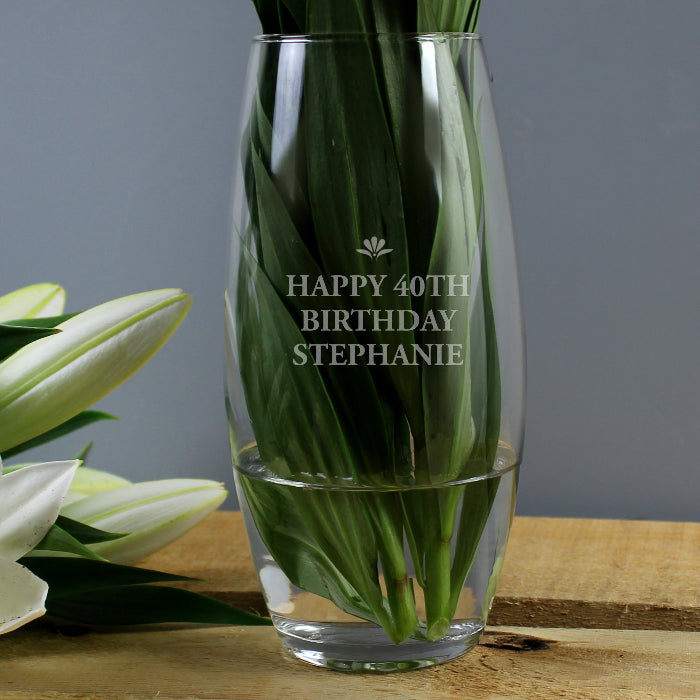 Personalised Any Message Bold Font Glass Vase