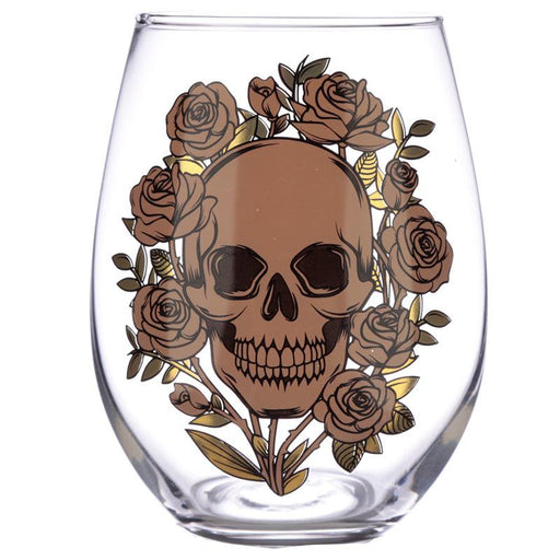 Skulls and Roses Set of 2 Glass Tumblers
