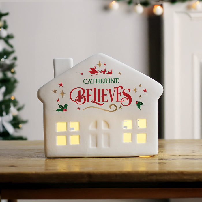 Personalised Believes in Christmas LED Light Up House Decoration