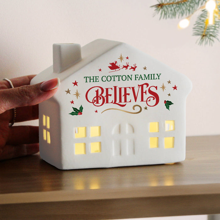 Personalised Believes in Christmas LED Light Up House Decoration