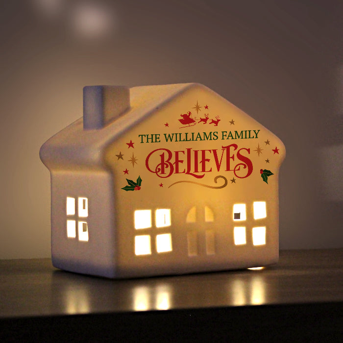 Personalised Believes in Christmas LED Light Up House Decoration
