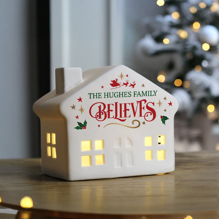 Personalised Believes in Christmas LED Light Up House Decoration