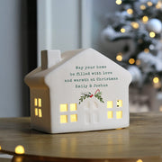 Personalised Christmas LED Light Up Ceramic House Decoration