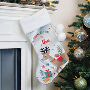 Personalised Silver Christmas Stocking - Reindeer