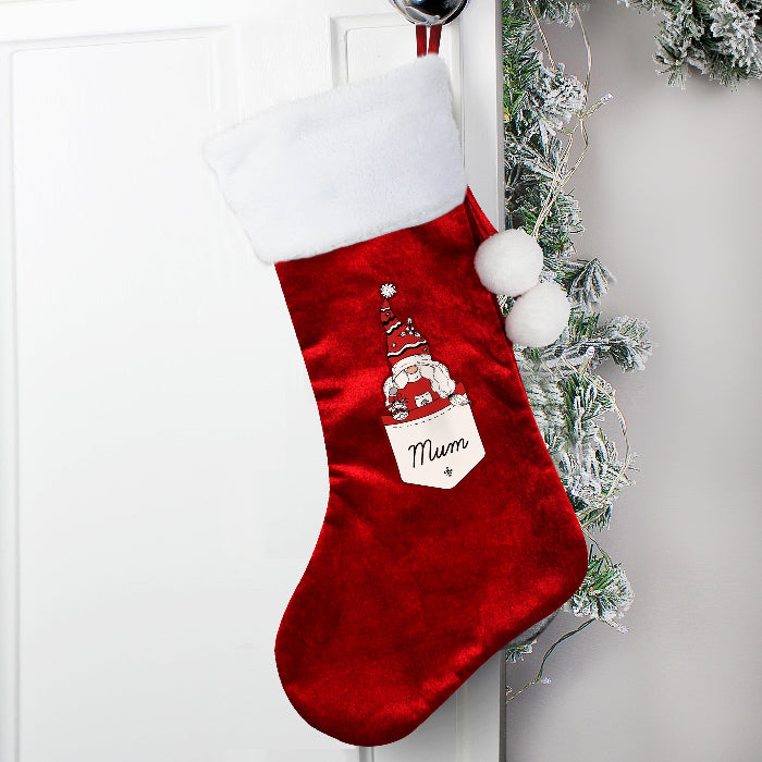 Personalised Gonk Family Red Christmas Stockings