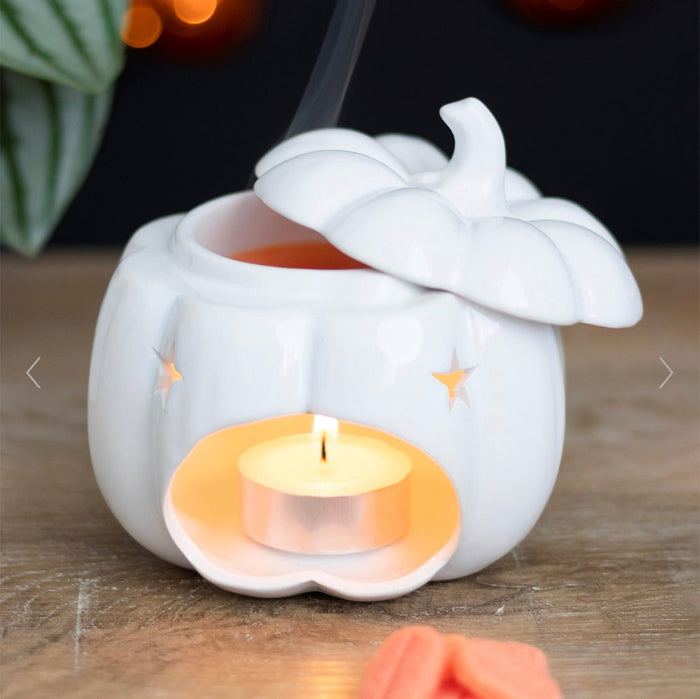 White Pumpkin Oil Burner - Autumn Home Decor