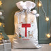 Personalised Silver Grey Christmas Sack - Initial Reindeer