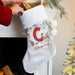 Personalised Silver Grey Christmas Stocking - Initial Reindeer