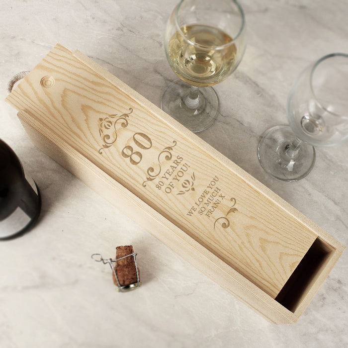 Personalised 80th Birthday Wine Box
