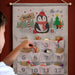 Personalised Silver Fabric Advent Calendars With Pocket - Penguin
