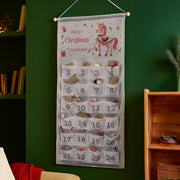 Personalised Silver Fabric Advent Calendars With Pocket - Unicorn