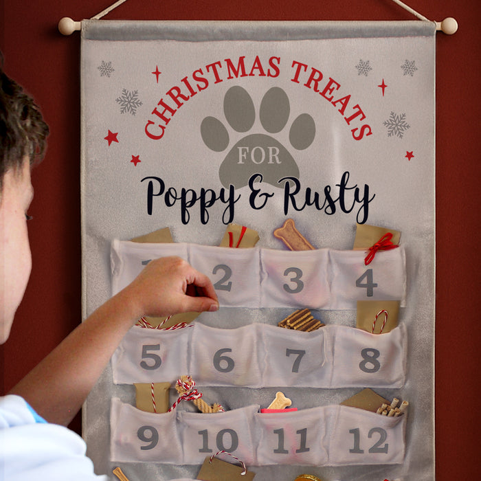 Personalised Silver Fabric Advent Calendar With Pockets - Pet