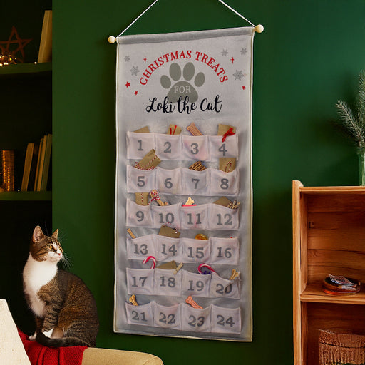 Personalised Silver Fabric Advent Calendar With Pocket - Pet