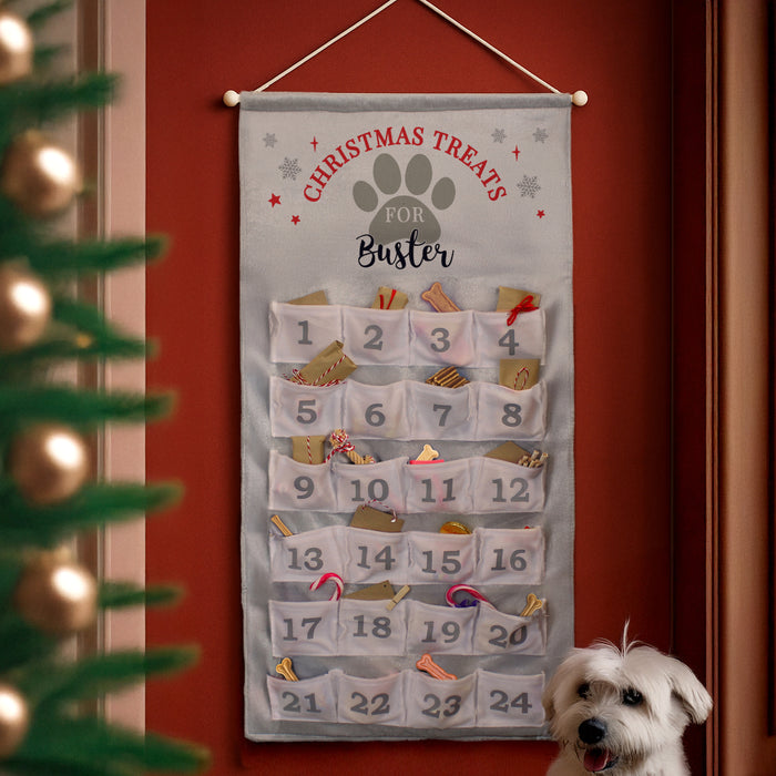 Personalised Silver Fabric Advent Calendar With Pockets - Pet