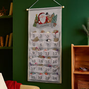 Personalised Silver Fabric Advent Calendar With Pocket - Santa