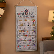 Personalised Silver Fabric Advent Calendar With Pockets - Home Woodland