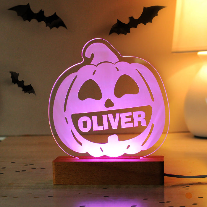 Personalised Pumpkin Halloween LED Light - Decor