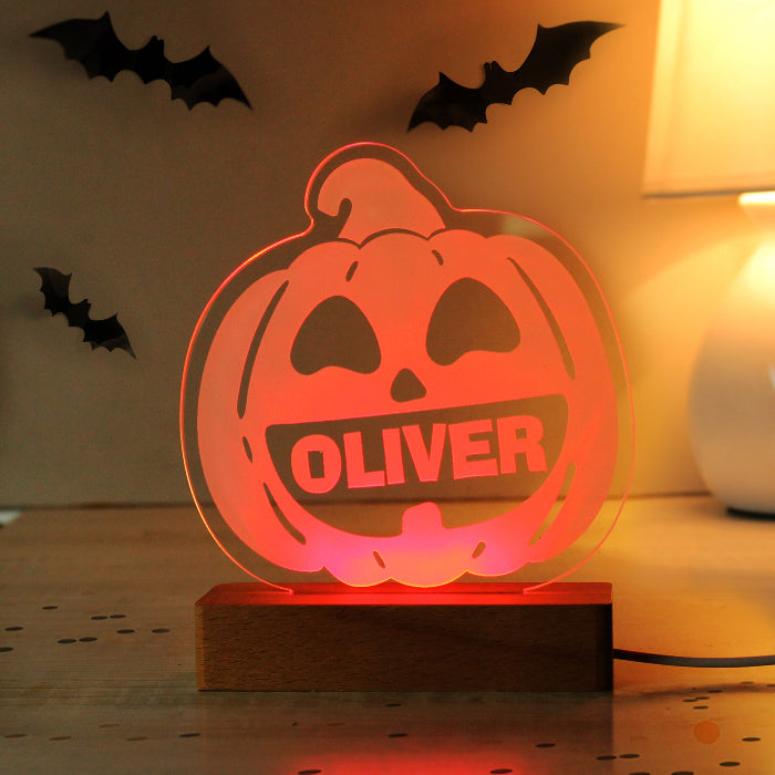 Personalised Pumpkin Halloween LED Light - Decor