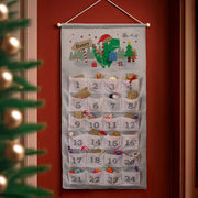 Personalised Silver Fabric Advent Calendar With Pockets - Dinosaur