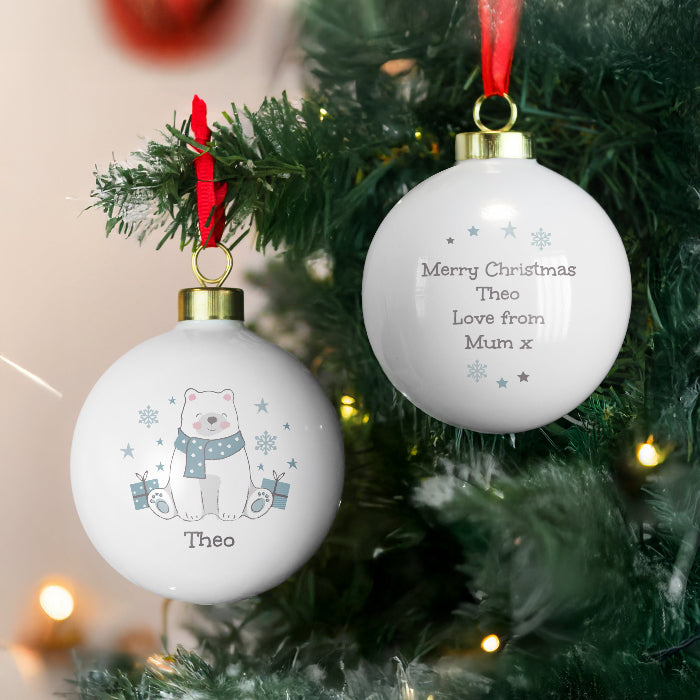 Personalised Polar Bear Christmas Bauble