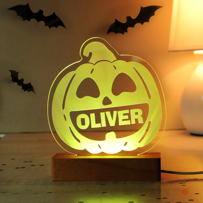 Personalised Pumpkin Halloween LED Light - Decor
