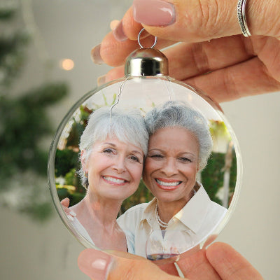 Photo Upload Glass Christmas Bauble