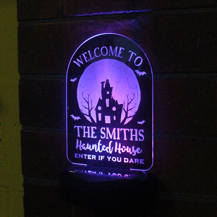 Personalised Haunted House Halloween Outdoor Light