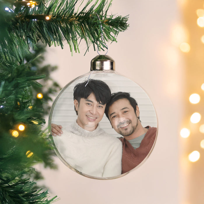 Personalised Full Photo Glass Christmas Bauble