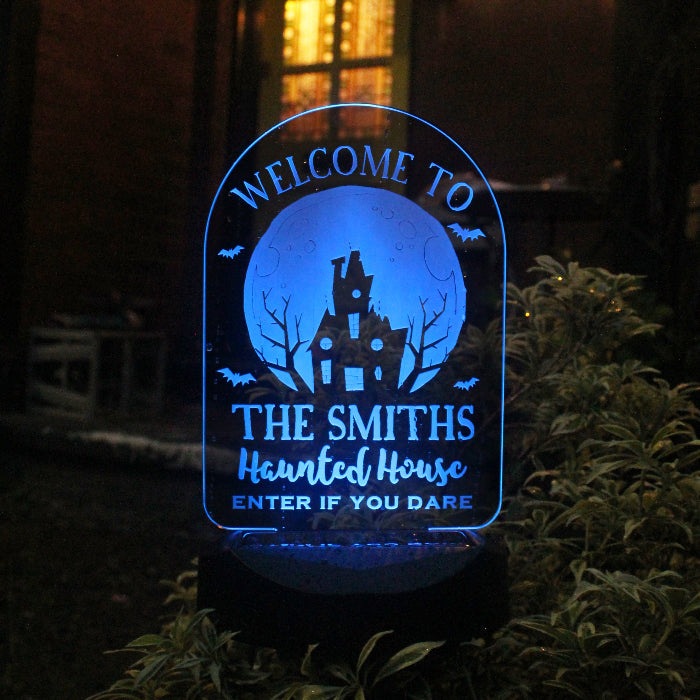 Personalised Haunted House Halloween Outdoor Light