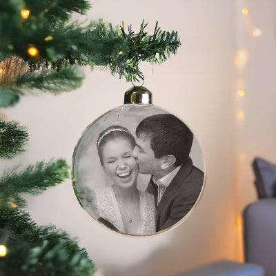 Photo Upload Glass Christmas Bauble