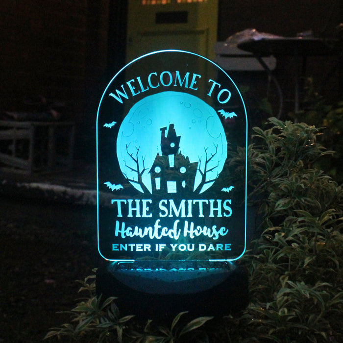 Personalised Haunted House Halloween Outdoor Light