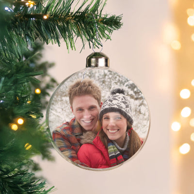 Photo Upload Glass Christmas Bauble