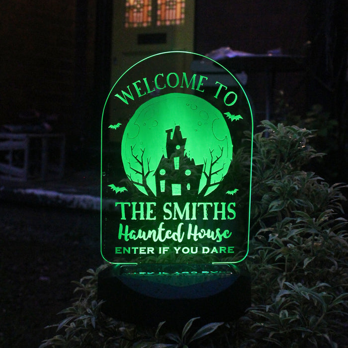 Personalised Haunted House Halloween Outdoor Light