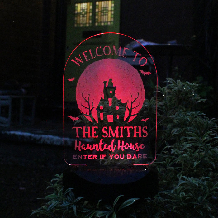 Personalised Haunted House Halloween Outdoor Light